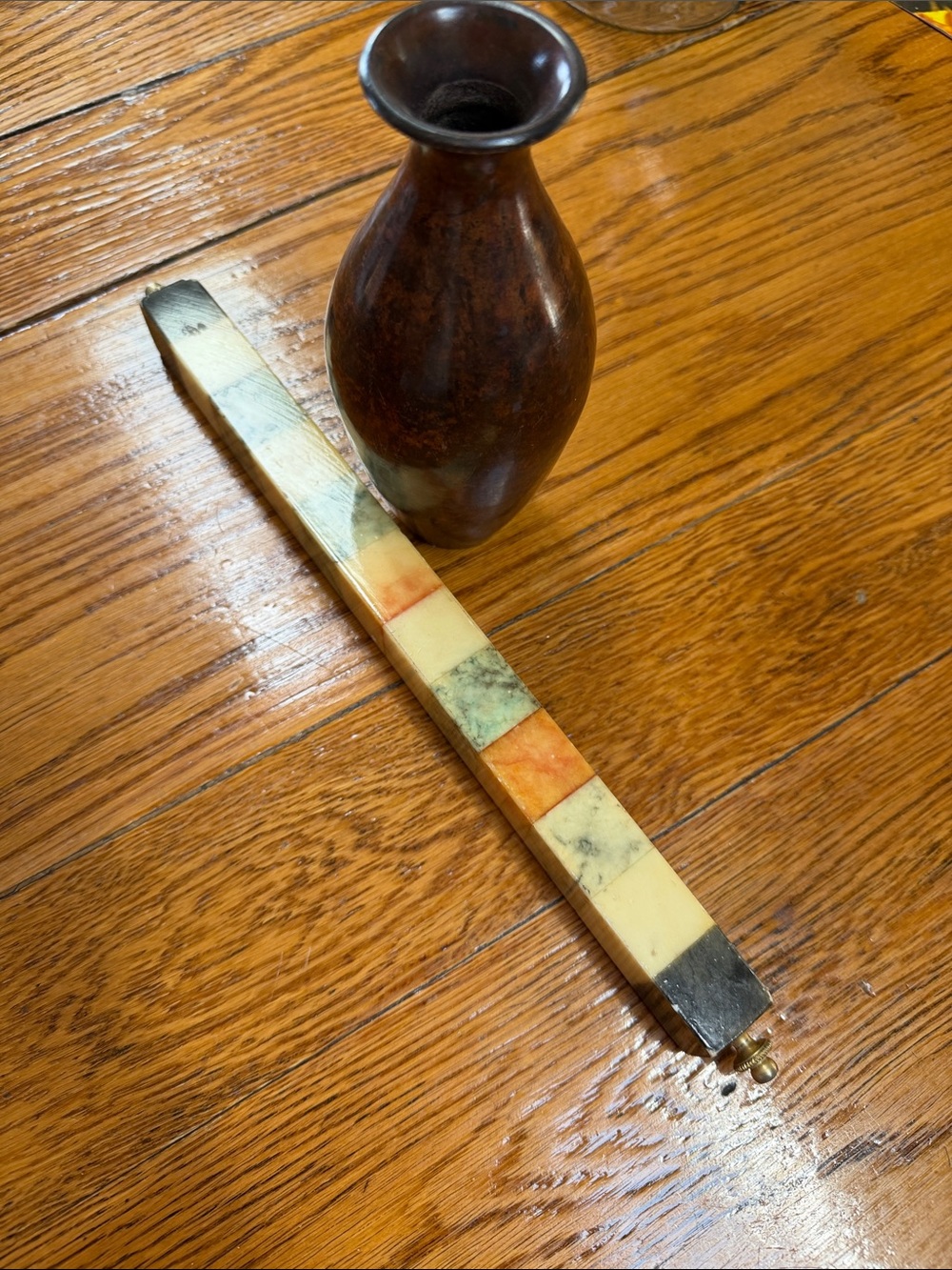 Vintage Italian Grand Tour Marble Paperweight Ruler.  Great condition. Italy.